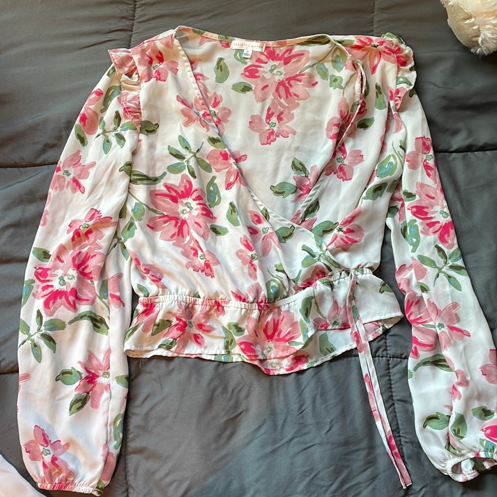 Floral white top.
